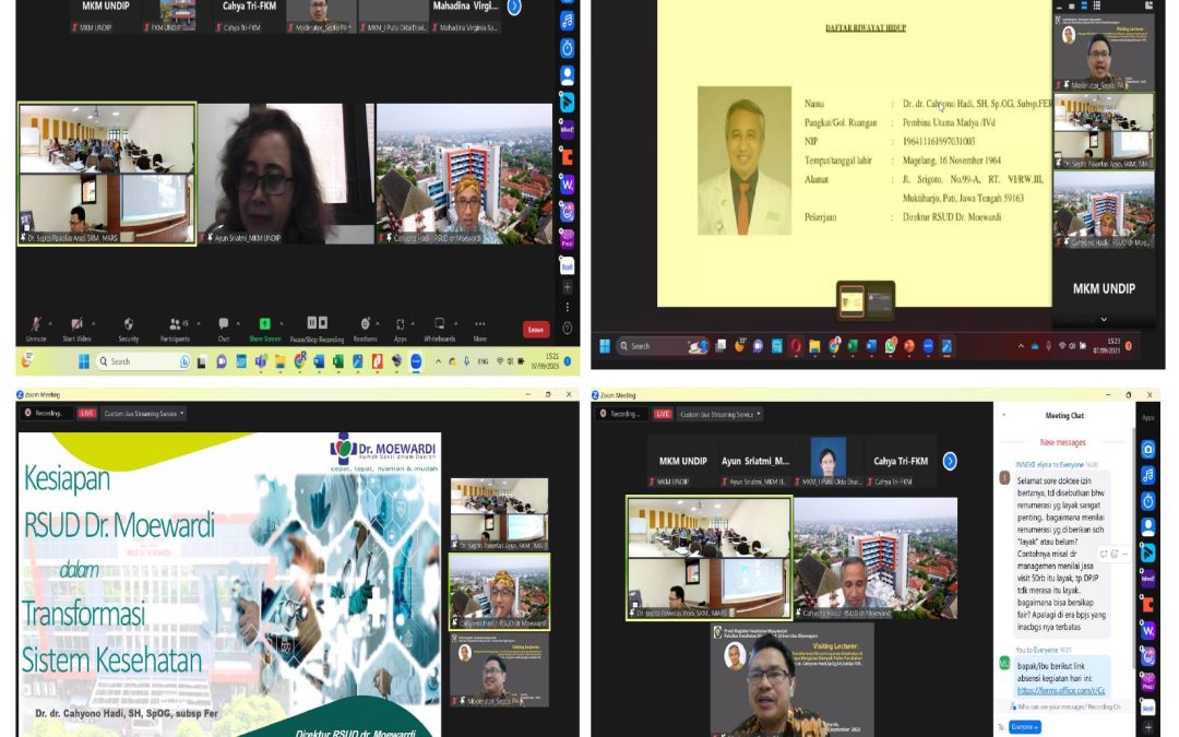 Visiting Lecturer “Kesiapan RS Menghadapi Transformasi Sistem Layanan Kesehatan & Upaya Mengatasi Dampak Risiko Perubahan” pada Program Studi Magister Kesehatan Masyarakat FKM UNDIP